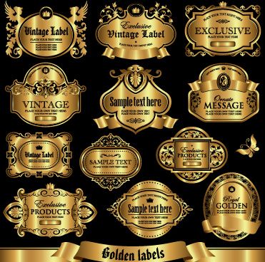 shiny golden label luxury design vector