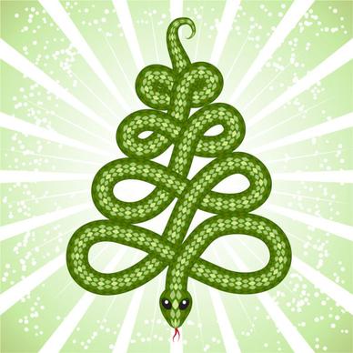 shiny green13 snake year design elements