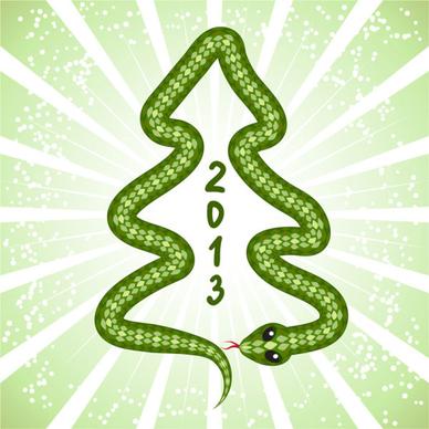 shiny green13 snake year design elements