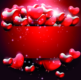 shiny heart with red background vector graphic