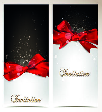 shiny holiday bow vertical banner vector
