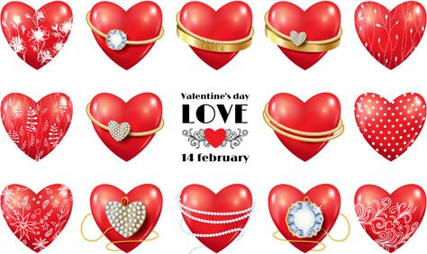 shiny red heart valentines vector illustration