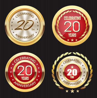 shiny round anniversary celebration medal sets