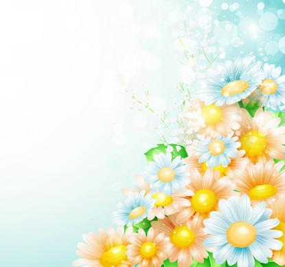 shiny spring flowers creative background vector