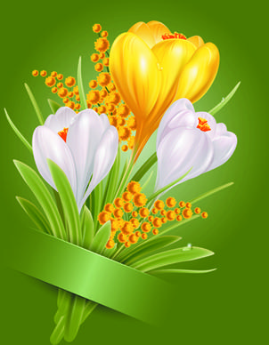shiny white with yellow flowers vectors background