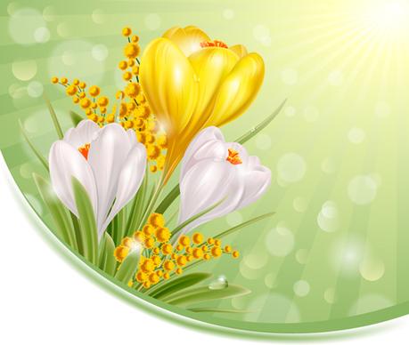 shiny white with yellow flowers vectors background