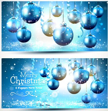 shiny xmas ball with banners vector