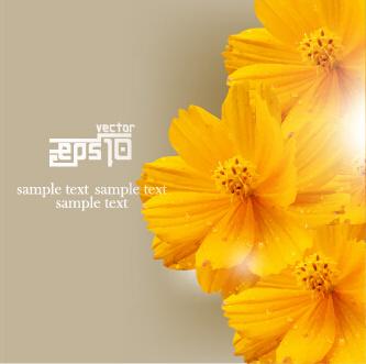 shiny yellow flowers background vector