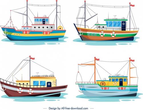 ship icon templates colorful modern design cartoon sketch