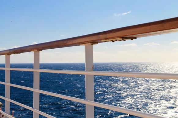 ship railing on open ocean 038 sky