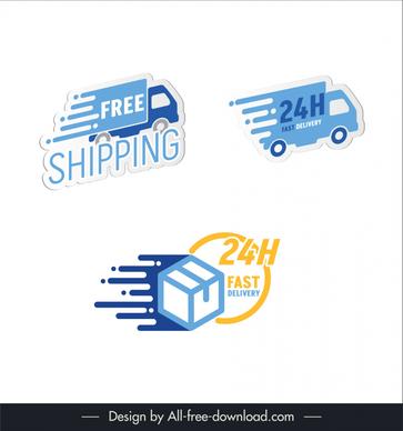 shipping stickers templates flat truck cubes sketch