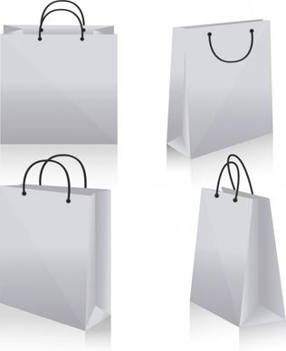 shopping bag icons design 3d white blank sketch