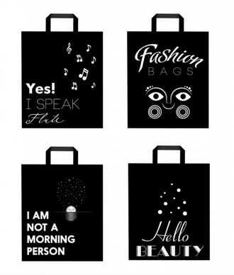 shopping bags icons isolation black white decoration
