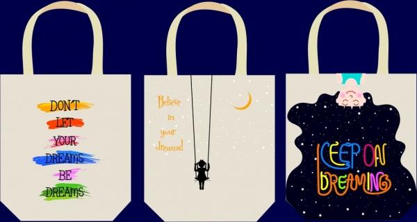 shopping bags templates dreams icons decoration