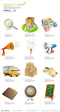 shopping elements icons vector