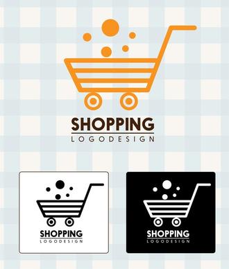 shopping logo design handcart style in various background