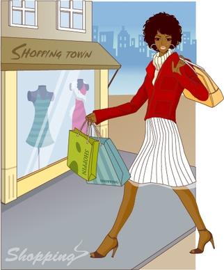 shopping woman vector