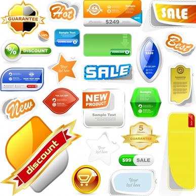sale tags templates colorful modern shapes design