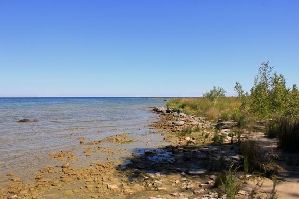 shoreline and lake at newport state park wisconsin