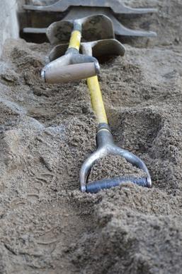 shovels and sand