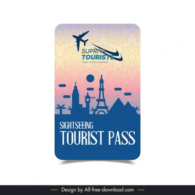 sightseeing tourist pass template flat dark silhouette country emblems