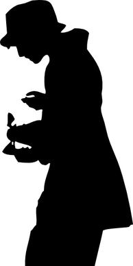 Silhouette Person With Hat clip art