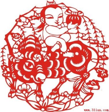 silhouette vector auspicious year of the ox baby free cdr vector