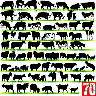 silhouettes of animals design vector