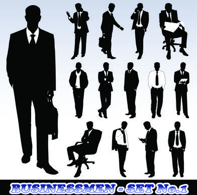 silhouettes of businesspeople design vector graphics