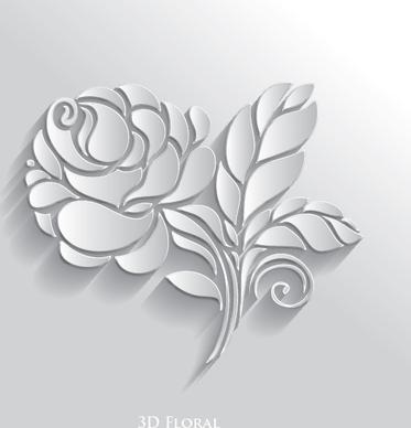 silver 3d floral