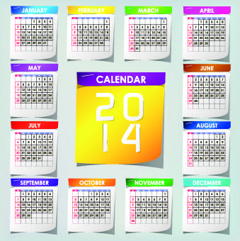 simple14 calendar design vector set