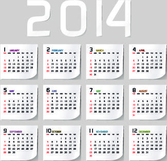 simple14 calendar design vector set