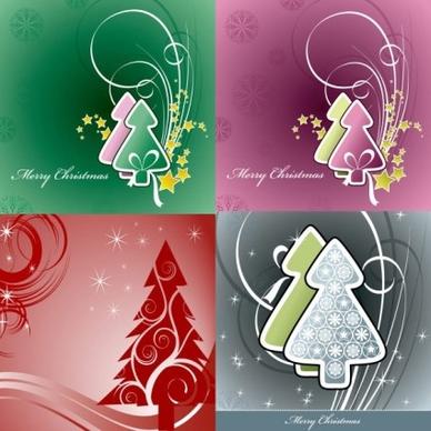 simple christmas tree and stars vector background