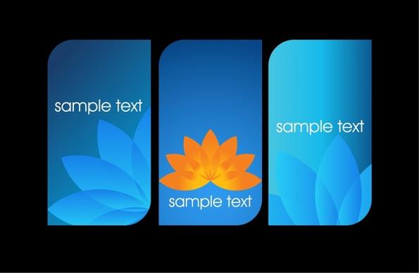 flowers cards templates lotus petals icon blue design