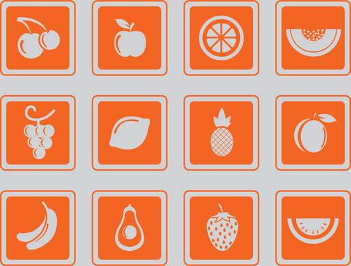 simple fruit icons set