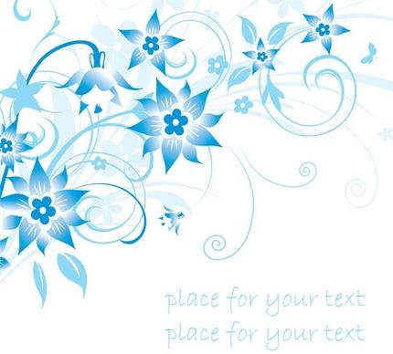 simple handpainted flowers and blue text background pattern vector 1
