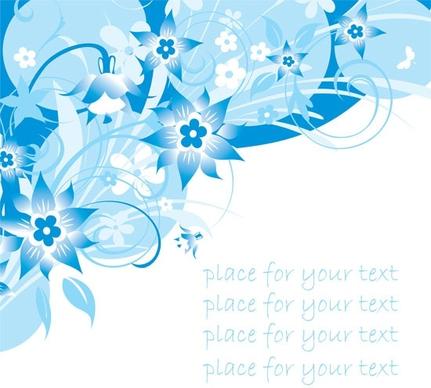 simple handpainted flowers and blue text background pattern vector 3