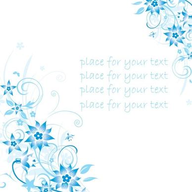 simple handpainted flowers and blue text background pattern vector 4