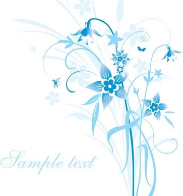 simple handpainted flowers and blue text background pattern vector 5