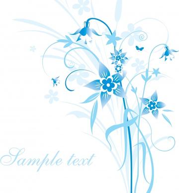 flowers background template elegant bright blue decor