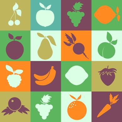 simple silhouette fruits icons collections