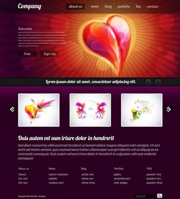 webpage template dark modern colorful shining heart decor