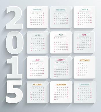 simple white paper15 calendar vector