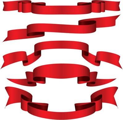 simply red ribbon vector banners set