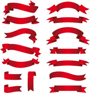 simply red ribbon vector banners set
