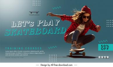 skateboarding banner discount template dynamic lady skateboard