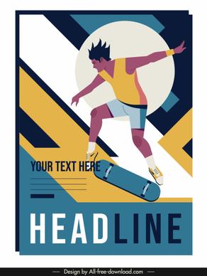 skating sport banner motion design colorful classic