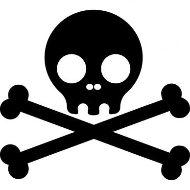 skull crossbones danger warning sign icon