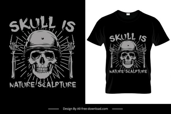 skull is nature scalpture quotation tshirt template horror retro symmetric design 