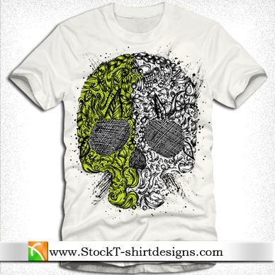 skull ornament free vector tshirt design illustration